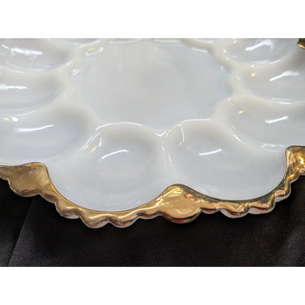 Vintage Milk Glass Anchor Hocking Fire-King Deviled Egg Plate